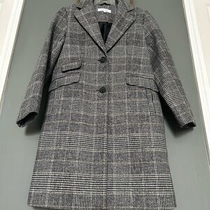 Nine West Black and White Plaid Trench Coat
